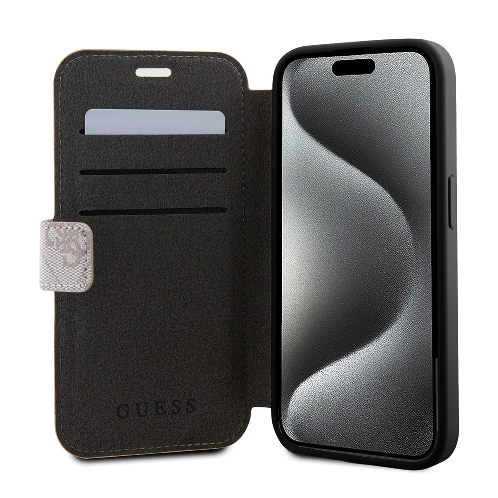 Étui pour Apple iPhone 15 Pro, Guess, 4G Book, Rose