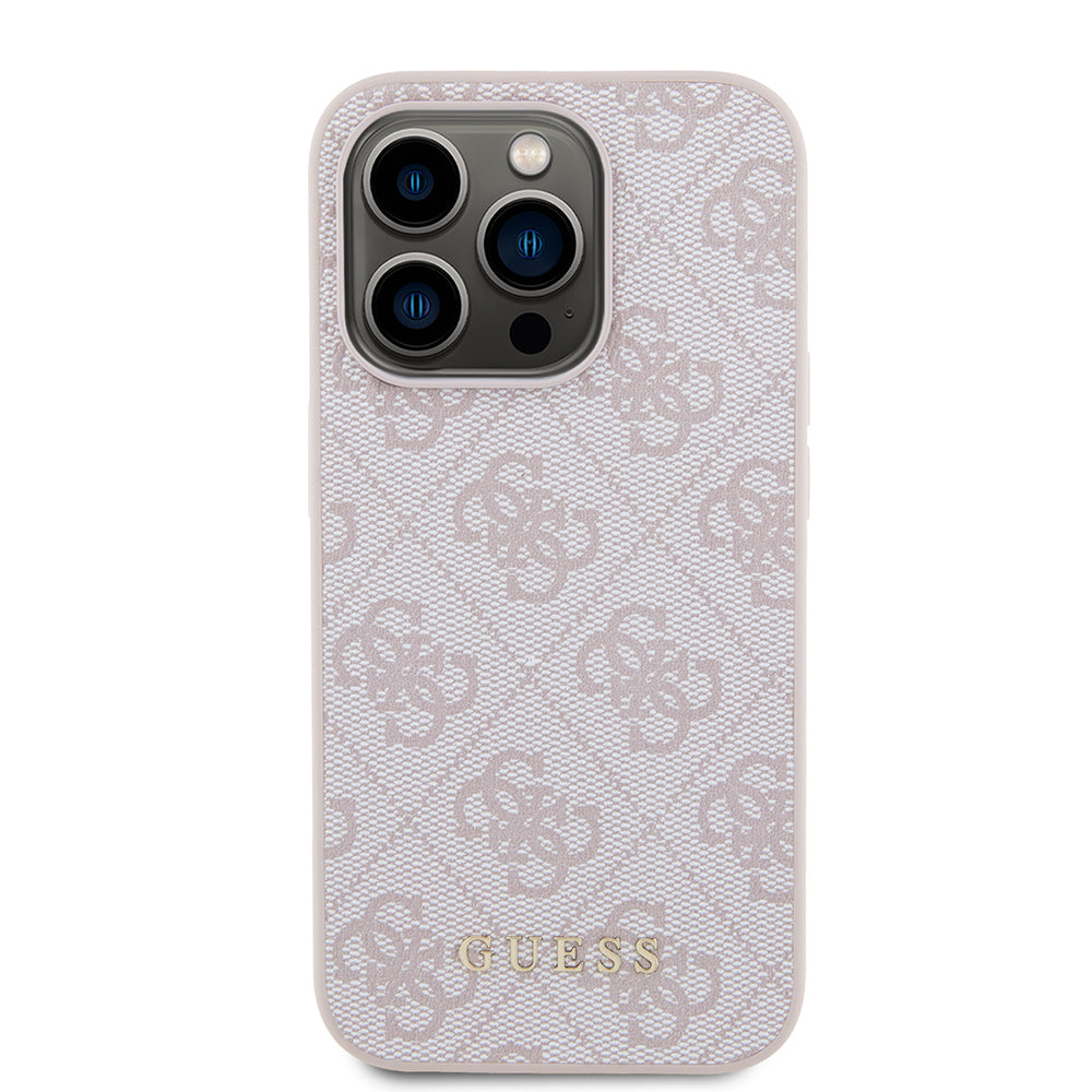 Étui pour Apple iPhone 15 Pro, Guess, Logo Métal Or 4G, Rose