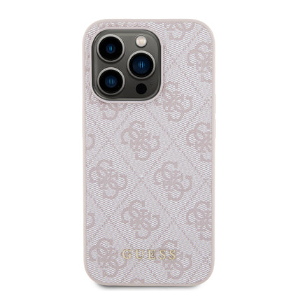 Étui pour Apple iPhone 15 Pro, Guess, Logo Métal Or 4G, Rose