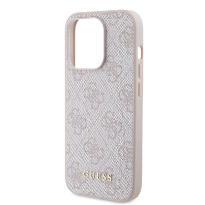 Étui pour Apple iPhone 15 Pro, Guess, Logo Métal Or 4G, Rose