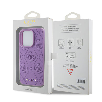 Étui pour Apple iPhone 15 Pro, Guess, 4G Estampé, Mauve Clair
