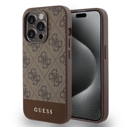 Étui pour Apple iPhone 15 Pro, Guess, 4G Stripe, Marron