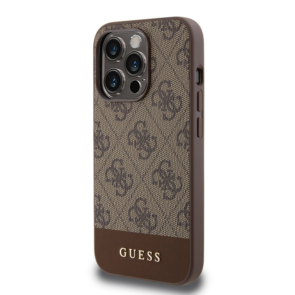 Étui pour Apple iPhone 15 Pro, Guess, 4G Stripe, Marron