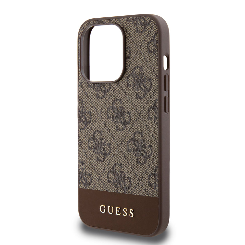 Étui pour Apple iPhone 15 Pro, Guess, 4G Stripe, Marron