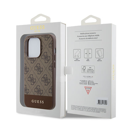 Étui pour Apple iPhone 15 Pro, Guess, 4G Stripe, Marron