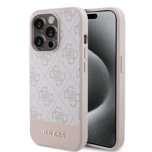 Étui pour Apple iPhone 15 Pro, Guess, 4G Stripe, Rose