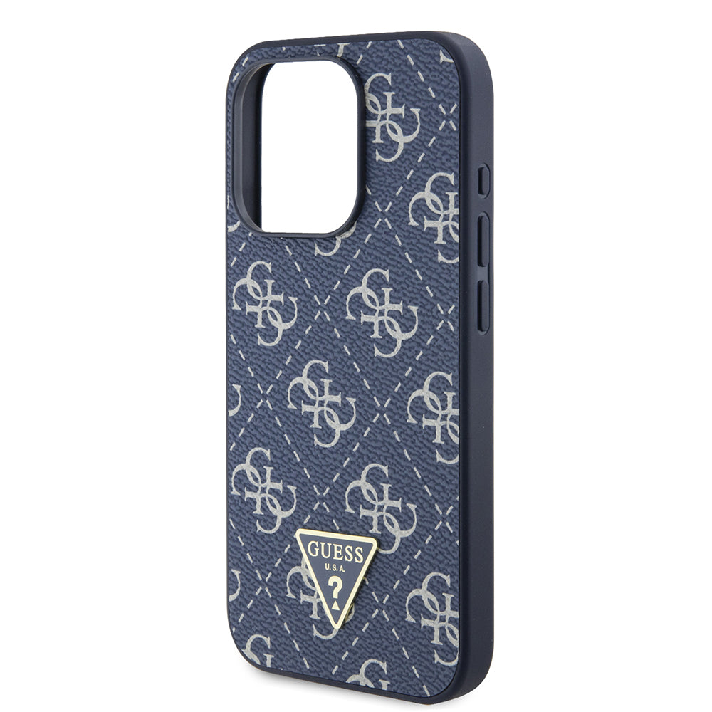 Étui pour Apple iPhone 15 Pro, Guess, logo Triangle 4G, Bleu