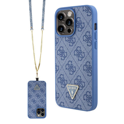 Étui pour Apple iPhone 15 Pro, Guess, Crossbody 4G Metal Logo, Bleu