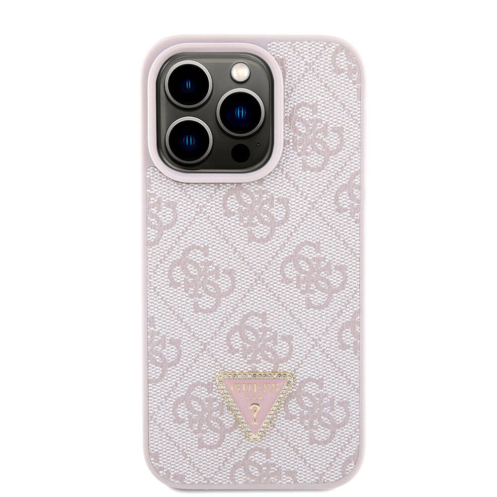 Étui pour Apple iPhone 15 Pro, Guess, Crossbody 4G Metal Logo, Rose.