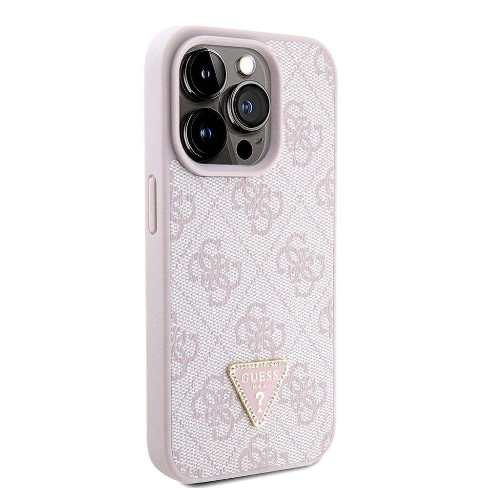 Étui pour Apple iPhone 15 Pro, Guess, Crossbody 4G Metal Logo, Rose.