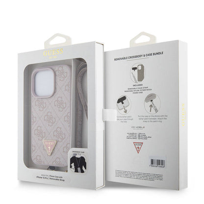 Étui pour Apple iPhone 15 Pro, Guess, Crossbody 4G Metal Logo, Rose.