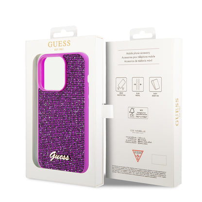 Case for Apple iPhone 15 Pro, Guess, Disco Metal Script, Fuchsia