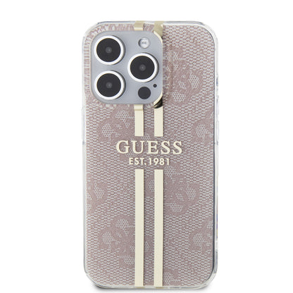 Étui pour Apple iPhone 15 Pro, Guess, IML 4G Gold Stripe, Rose