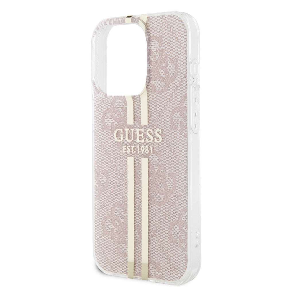 Étui pour Apple iPhone 15 Pro, Guess, IML 4G Gold Stripe, Rose