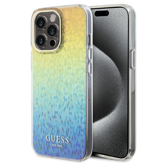 Case for Apple iPhone 15 Pro, Guess, IML Faceted Mirror Disco Iridescent, Multicolor