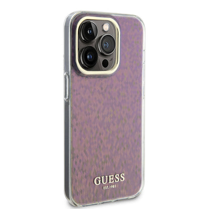 Étui pour Apple iPhone 15 Pro, Guess, IML Faceted Mirror Disco Iridescent, Rose