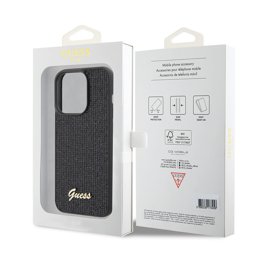 Étui pour Apple iPhone 15 Pro, Guess, PU Square Mirror Script Logo, Noir GUHCP15LPMSDGSK