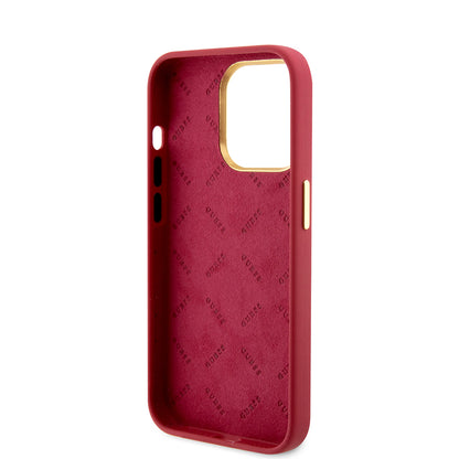 Étui pour Apple iPhone 15 Pro, Guess, Script Metal Logo & Frame, Rose