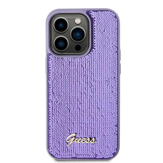 Étui pour Apple iPhone 15 Pro, Guess, Sequin Script Metal, Mauve