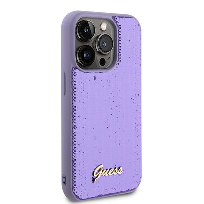 Étui pour Apple iPhone 15 Pro, Guess, Sequin Script Metal, Mauve