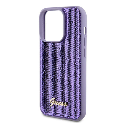 Étui pour Apple iPhone 15 Pro, Guess, Sequin Script Metal, Mauve
