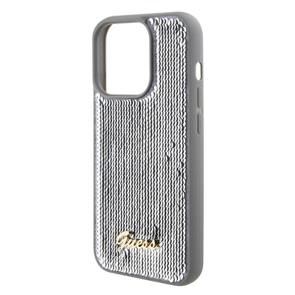 Étui pour Apple iPhone 15 Pro, Guess, Sequin Script Metal, Argenté