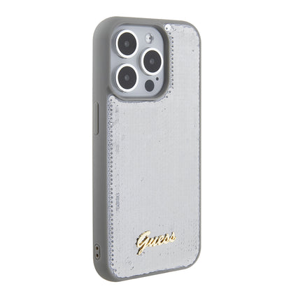 Étui pour Apple iPhone 15 Pro, Guess, Sequin Script Metal, Argenté