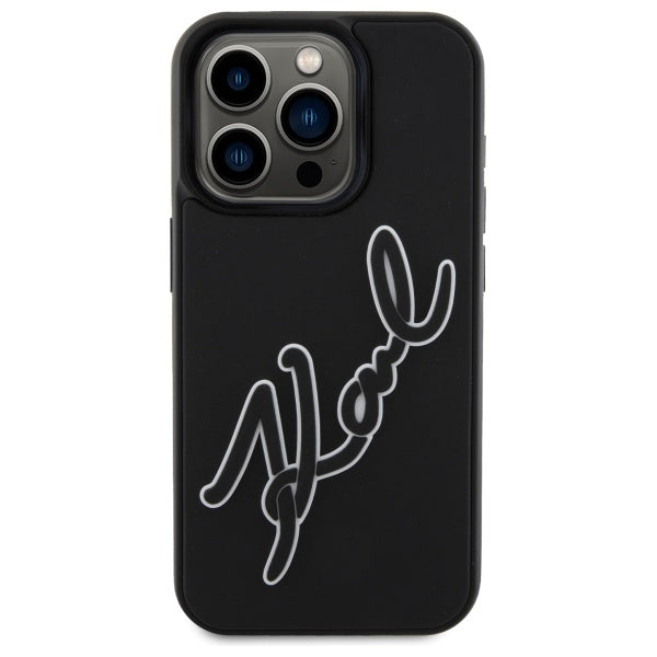 Case for Apple iPhone 15 Pro, Karl Lagerfeld, 3D Rubber Signature, Black