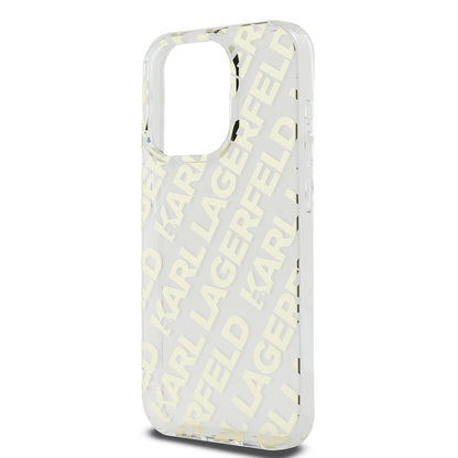 Housse pour Apple iPhone 15 Pro, Karl Lagerfeld, IML Electroplated Repeated Logo, Dorée