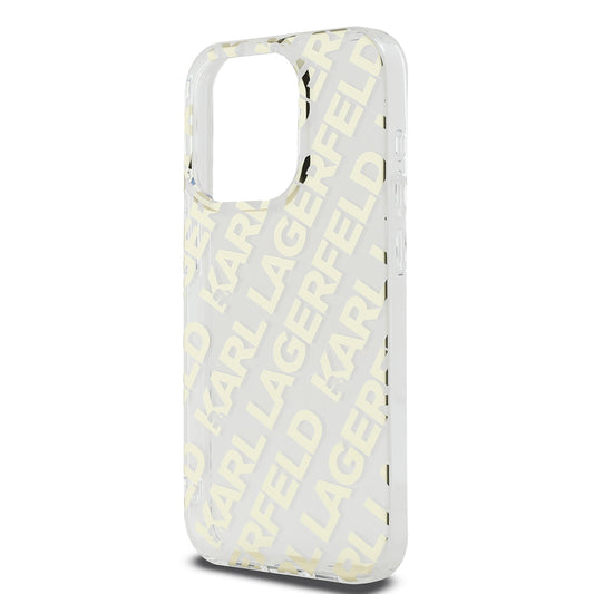 Housse pour Apple iPhone 15 Pro, Karl Lagerfeld, IML Electroplated Repeated Logo, Dorée