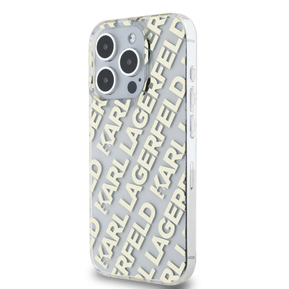Housse pour Apple iPhone 15 Pro, Karl Lagerfeld, IML Electroplated Repeated Logo, Dorée