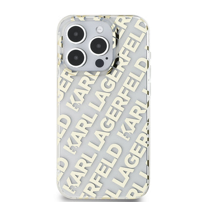 Étui pour Apple iPhone 15 Pro, Karl Lagerfeld, Monogramme de Luxe IML avec Motif KL et Bandoulière, Noir