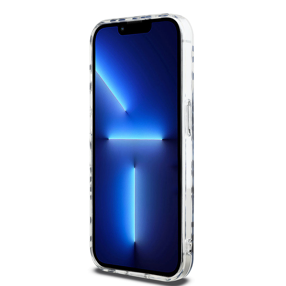 Étui pour Apple iPhone 15 Pro, Karl Lagerfeld, Monogramme de Luxe IML avec Motif KL et Bandoulière, Noir