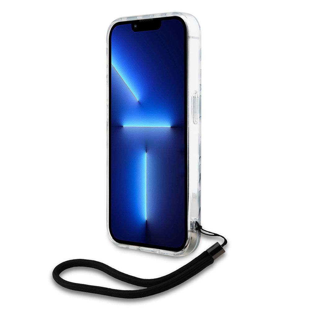 Étui pour Apple iPhone 15 Pro, Karl Lagerfeld, IML Luxury Zebra Pattern with Strap, Noir