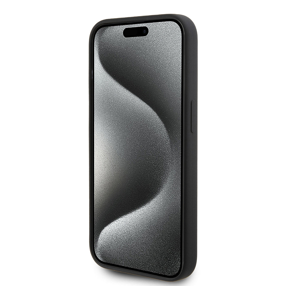 Housse pour Apple iPhone 15 Pro, Karl Lagerfeld, Silicone Karl Script, Noire
