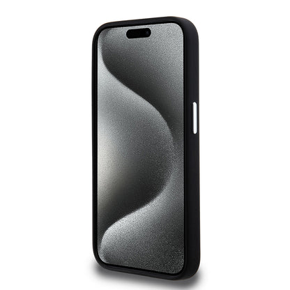 Étui pour Apple iPhone 15 Pro, Karl Lagerfeld, Logo Script Métal Silicone, Noir