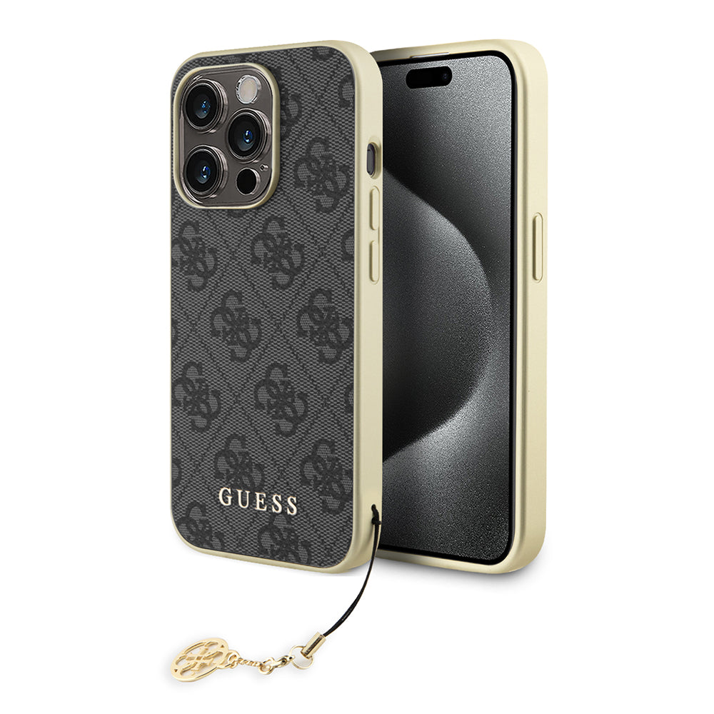 Étui pour Apple iPhone 15 Pro Max, Guess, 4G Charm, Gris