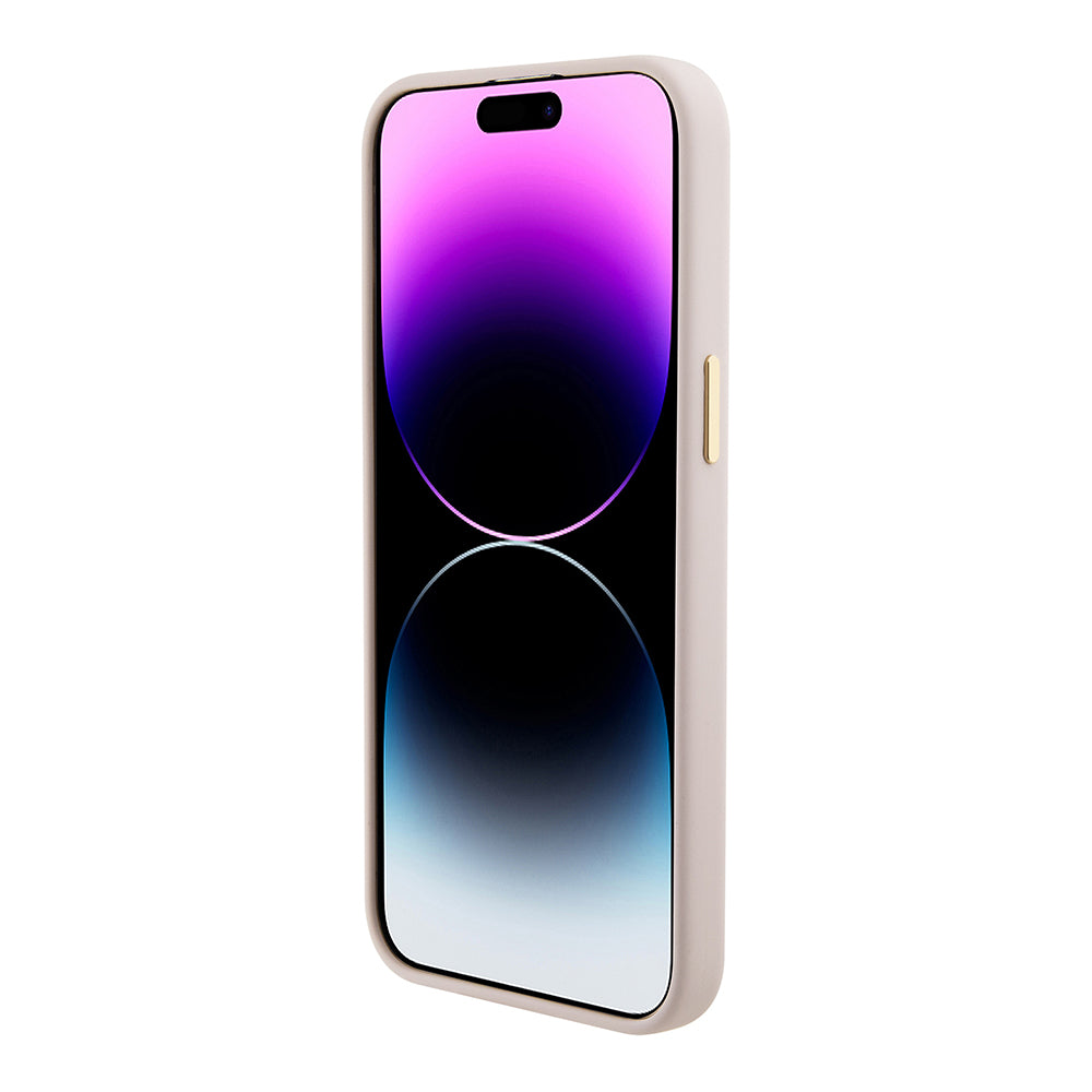 Étui pour Apple iPhone 15 Pro Max, Guess, Logo Métal Strass 4G, Rose