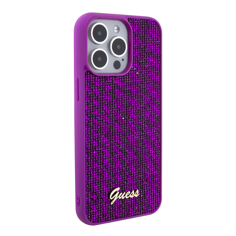 Étui pour Apple iPhone 15 Pro Max, Guess, Disco Metal Script, Fuchsia