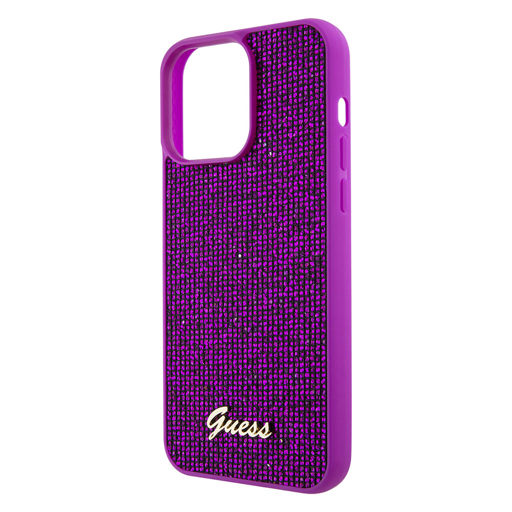 Étui pour Apple iPhone 15 Pro Max, Guess, Disco Metal Script, Fuchsia
