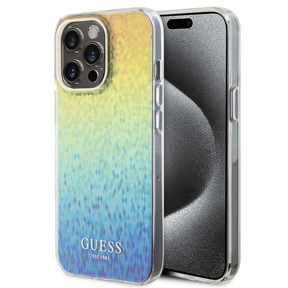 Étui pour Apple iPhone 15 Pro Max, Guess, IML Faceted Mirror Disco Iridescent, Multicolore