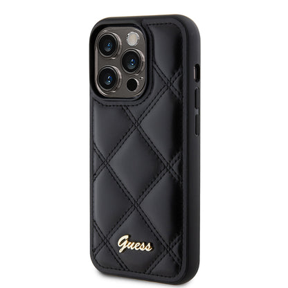 Étui pour Apple iPhone 15 Pro Max, Guess, Logo Métallique Matelassé, Noir