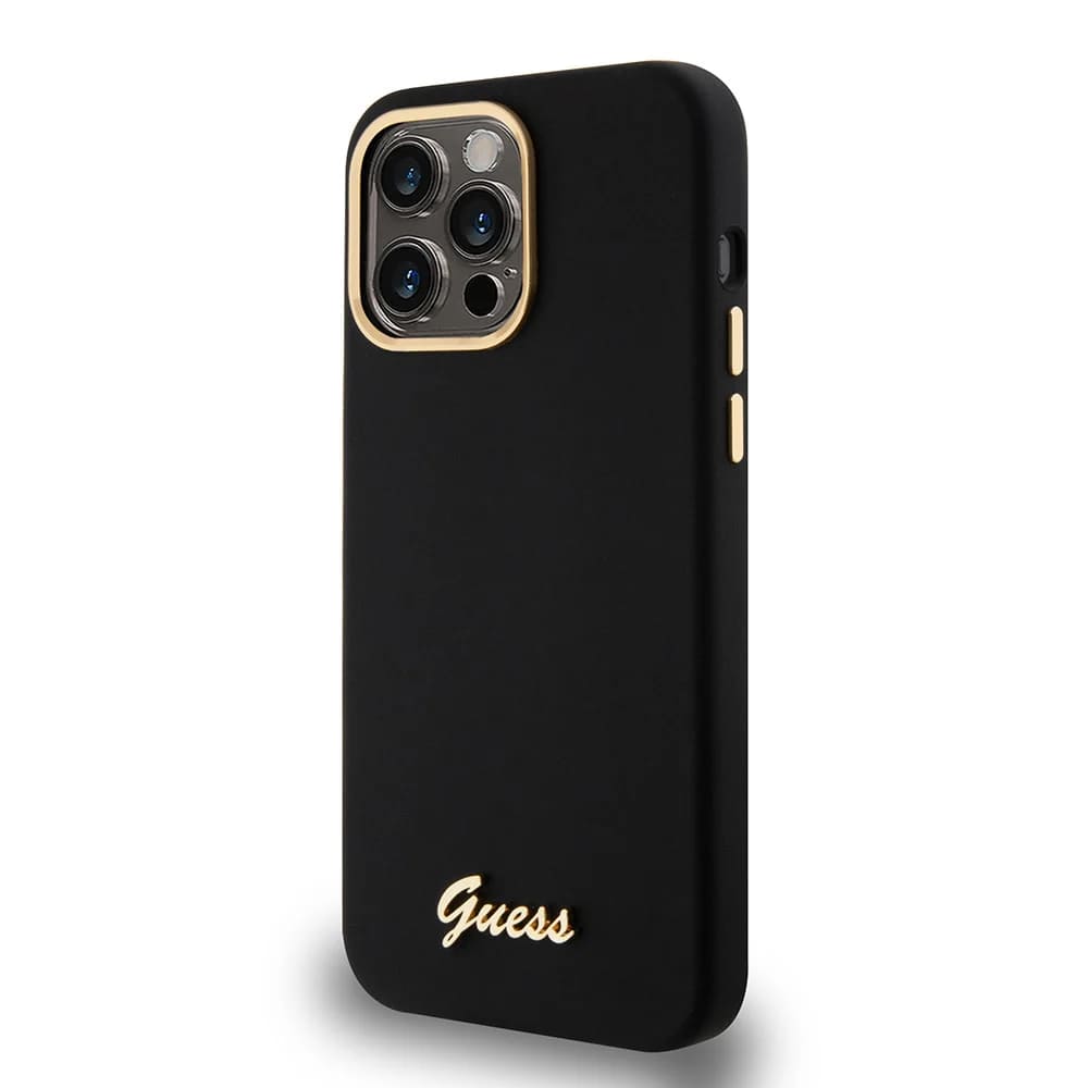 Case for Apple iPhone 15 Pro Max, Guess, Script Metal Logo & Frame, Black