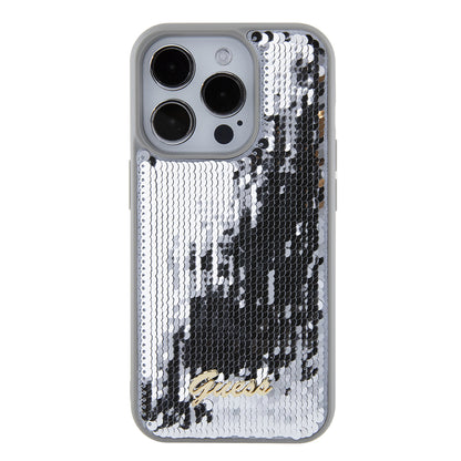 Étui pour Apple iPhone 15 Pro Max, Guess, Sequin Script Metal, Argenté
