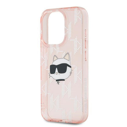 Étui pour Apple iPhone 15 Pro Max, Karl Lagerfeld, IML Luxury Monogram Choupette's Head, Rose