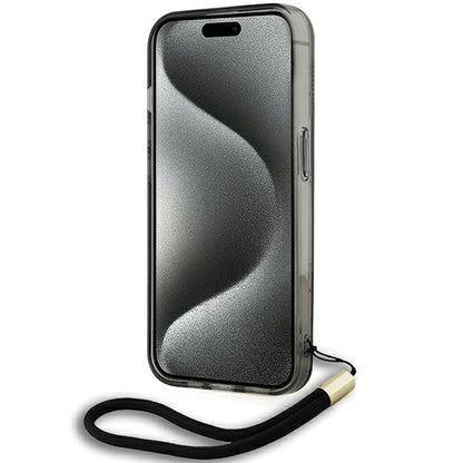 Étui pour Apple iPhone 15 Pro Max, Karl Lagerfeld, Monogramme de Luxe IML KL avec Sangle, Noir