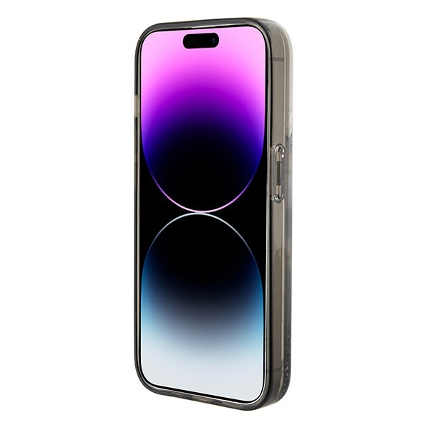 Étui pour Apple iPhone 15 Pro Max, Karl Lagerfeld, Liquid Glitter Ikonik Karl, Transparent