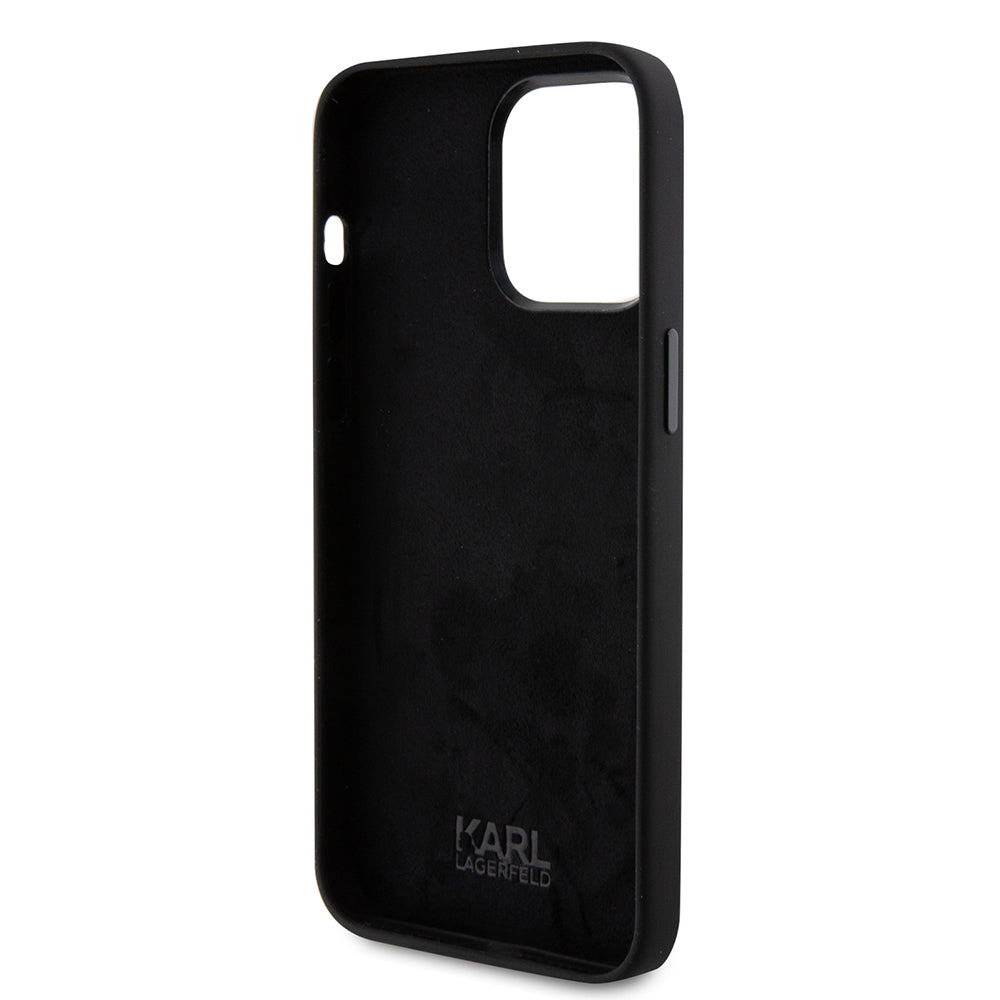 Étui pour Apple iPhone 15 Pro Max, Karl Lagerfeld, Silicone Karl & Choupette Heads, Noir