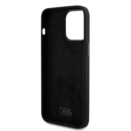 Étui pour Apple iPhone 15 Pro Max, Karl Lagerfeld, Silicone Karl & Choupette Heads, Noir