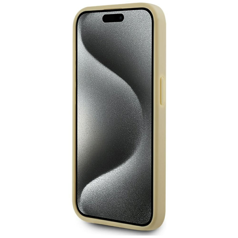 Étui pour Apple iPhone 15 Pro Max, Karl Lagerfeld, Signature Métallique, Doré